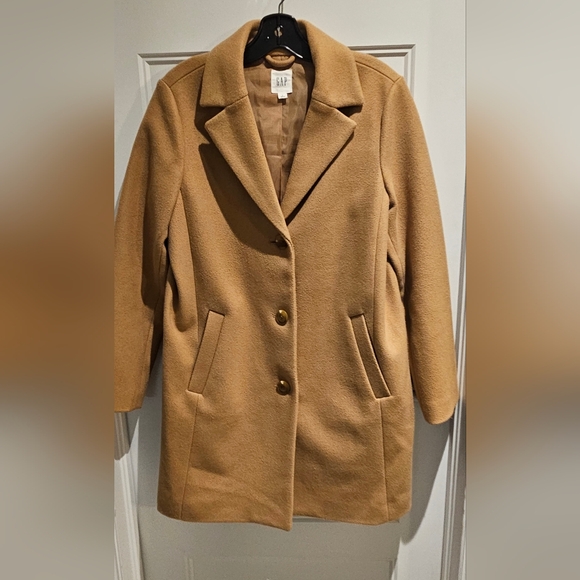GAP Jackets & Blazers - GAP Camel Single-Breasted Wool Pea Coat